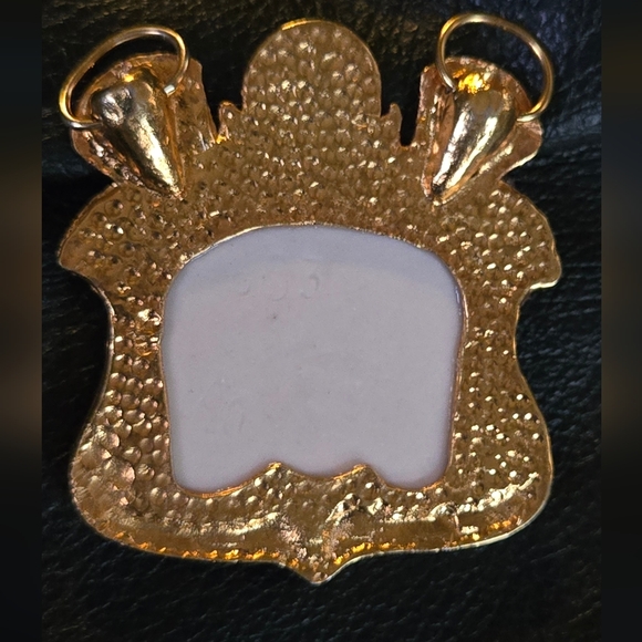 Cleopatra Uraeus cobra & Ankh porcelain & gold vintage large pendant - Picture 2 of 10